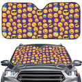 Purple Emoji Pattern Print Car Windshield Sun Shade