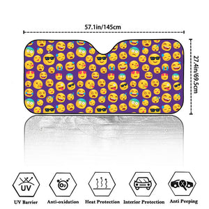 Purple Emoji Pattern Print Car Windshield Sun Shade