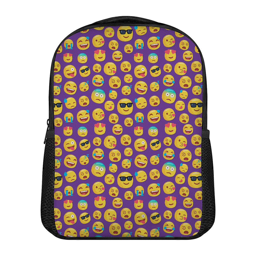 Purple Emoji Pattern Print Casual Backpack