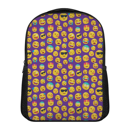 Purple Emoji Pattern Print Casual Backpack