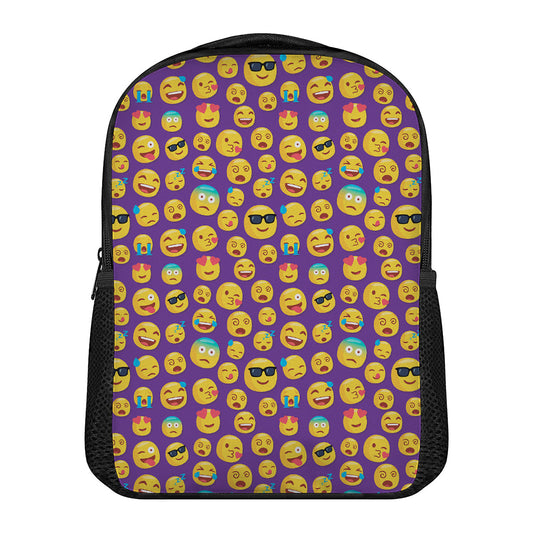 Purple Emoji Pattern Print Casual Backpack