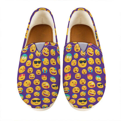 Purple Emoji Pattern Print Casual Shoes