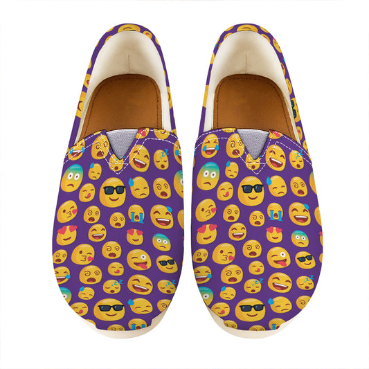 Purple Emoji Pattern Print Casual Shoes