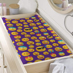 Purple Emoji Pattern Print Changing Pad Cover