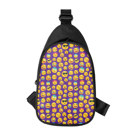 Purple Emoji Pattern Print Chest Bag