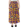 Purple Emoji Pattern Print Chiffon Maxi Skirt