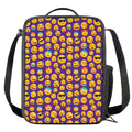 Purple Emoji Pattern Print Crossbody Lunch Bag