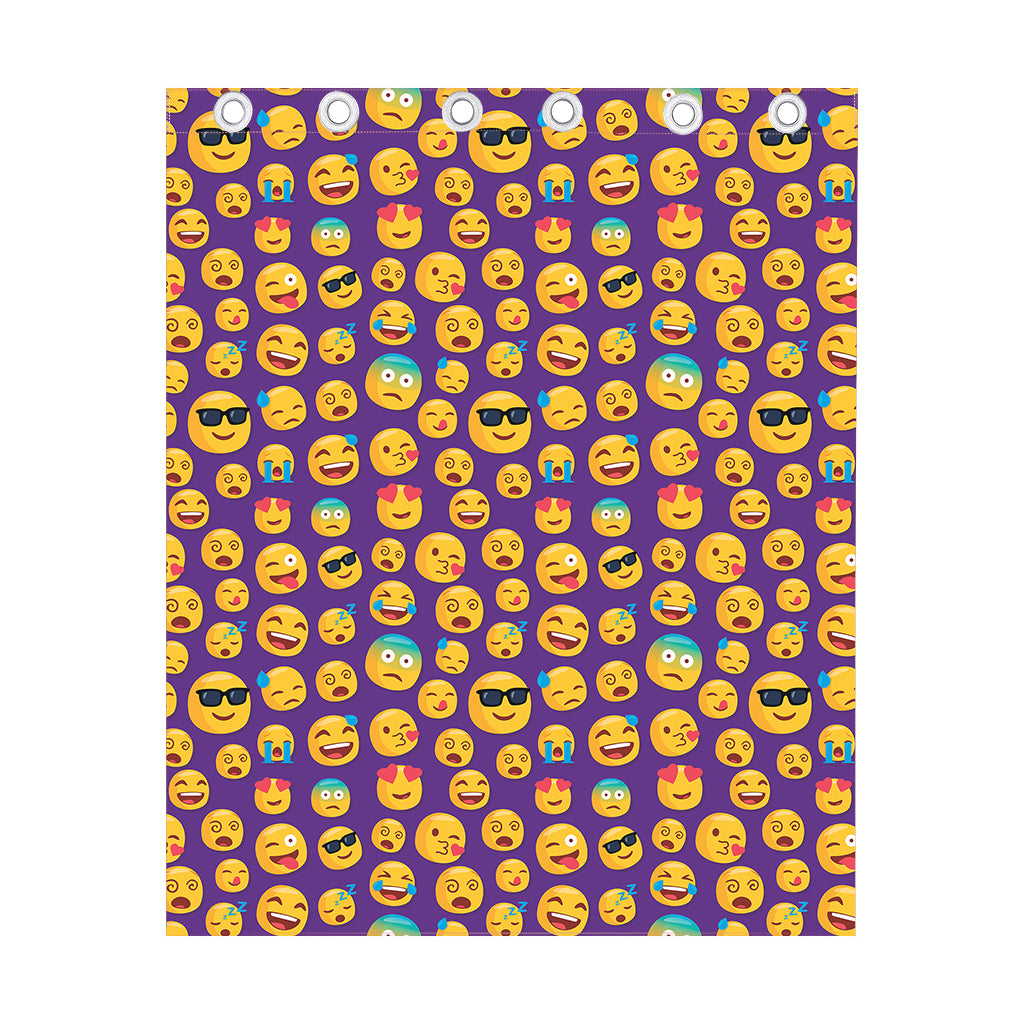 Purple Emoji Pattern Print Curtain