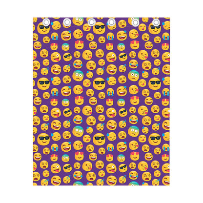 Purple Emoji Pattern Print Curtain