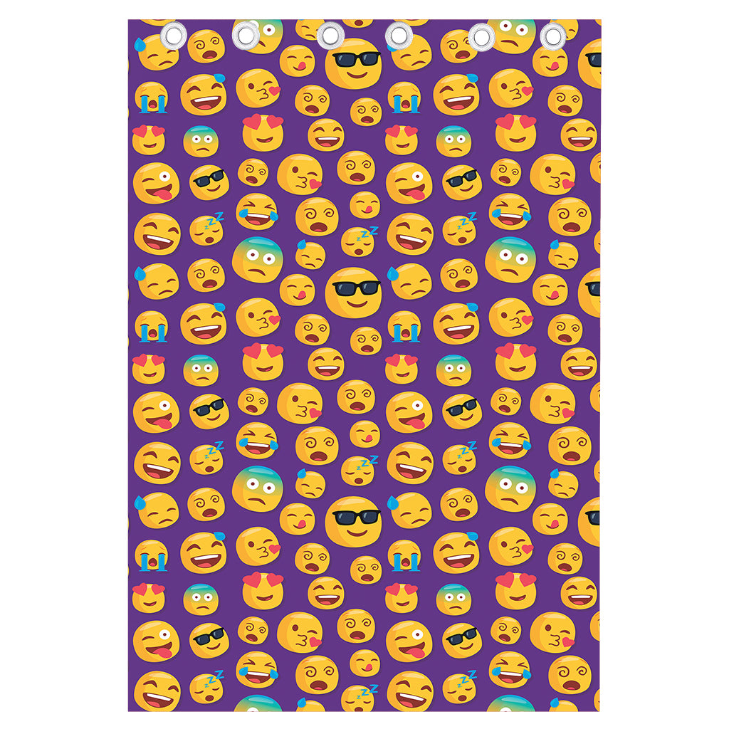 Purple Emoji Pattern Print Curtain