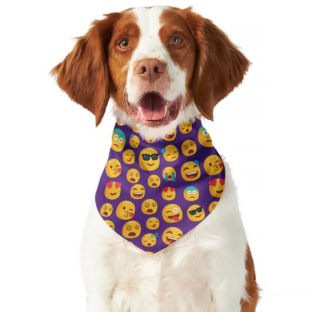 Purple Emoji Pattern Print Dog Bandana