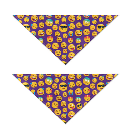 Purple Emoji Pattern Print Dog Bandana