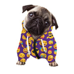 Purple Emoji Pattern Print Dog Zip Up Hoodie