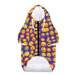 Purple Emoji Pattern Print Dog Zip Up Hoodie