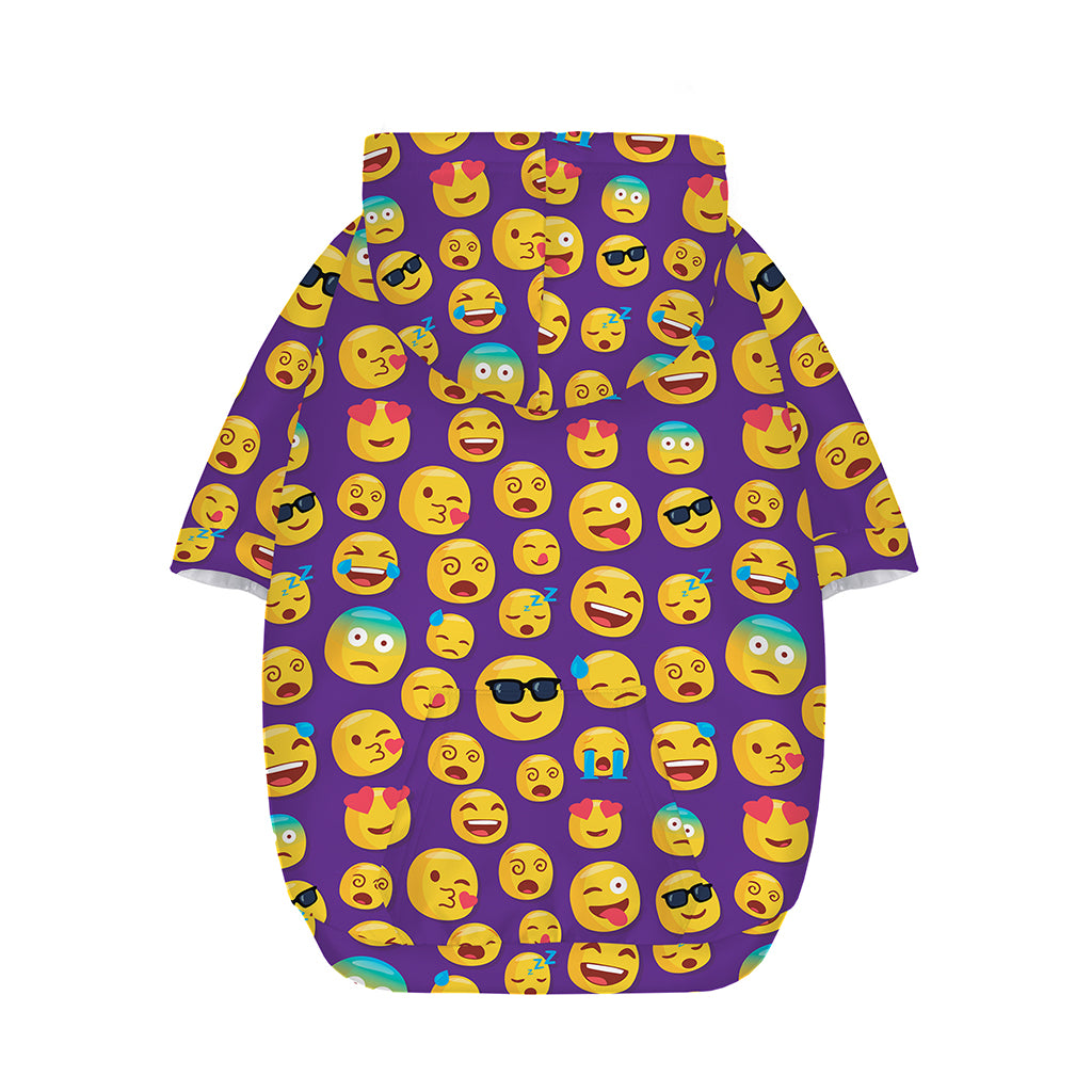 Purple Emoji Pattern Print Dog Zip Up Hoodie