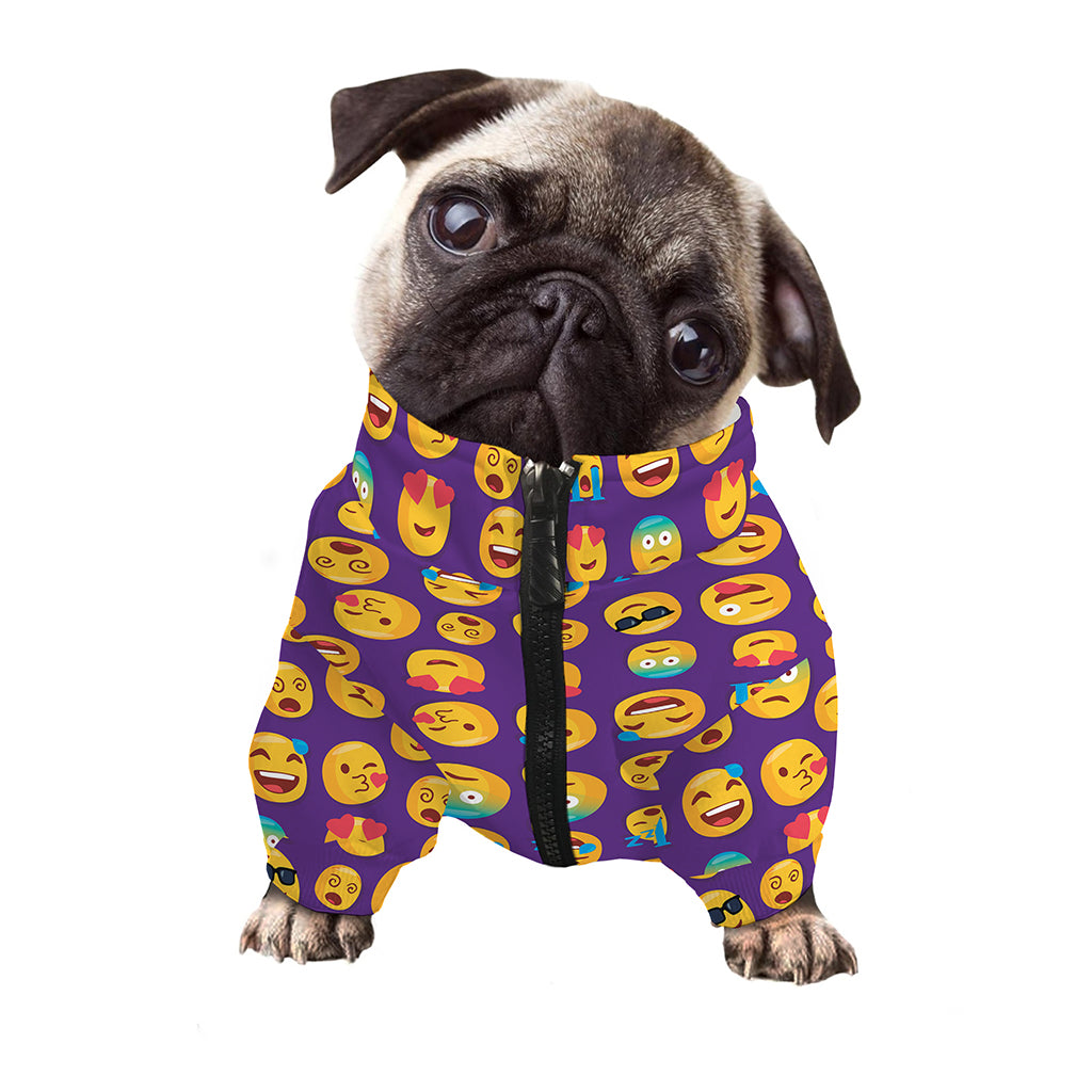Purple Emoji Pattern Print Dog Zip Up Jacket