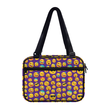 Purple Emoji Pattern Print Double Strap Bible Bag