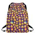 Purple Emoji Pattern Print Drawstring Backpack