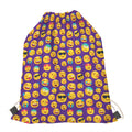 Purple Emoji Pattern Print Drawstring Bag
