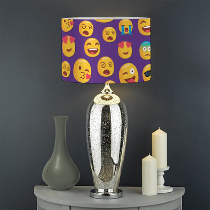 Purple Emoji Pattern Print Drum Lamp Shade