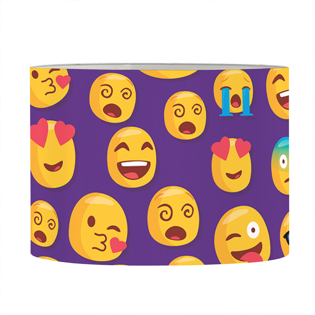 Purple Emoji Pattern Print Drum Lamp Shade