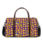 Purple Emoji Pattern Print Duffle Bag