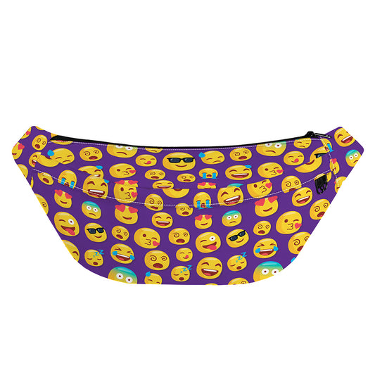 Purple Emoji Pattern Print Fanny Pack