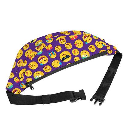 Purple Emoji Pattern Print Fanny Pack