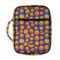 Purple Emoji Pattern Print Front Pocket Bible Bag