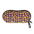 Purple Emoji Pattern Print Glasses Case