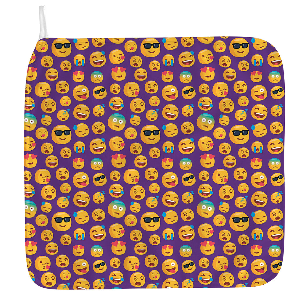 Purple Emoji Pattern Print Hand Towel