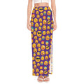Purple Emoji Pattern Print High Slit Maxi Skirt