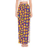 Purple Emoji Pattern Print High Slit Maxi Skirt