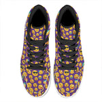 Purple Emoji Pattern Print High Top Leather Sneakers