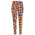 Purple Emoji Pattern Print High-Waisted Pocket Leggings