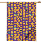 Purple Emoji Pattern Print House Flag