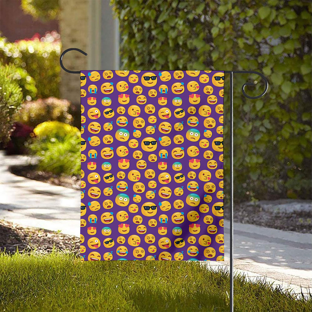 Purple Emoji Pattern Print House Flag