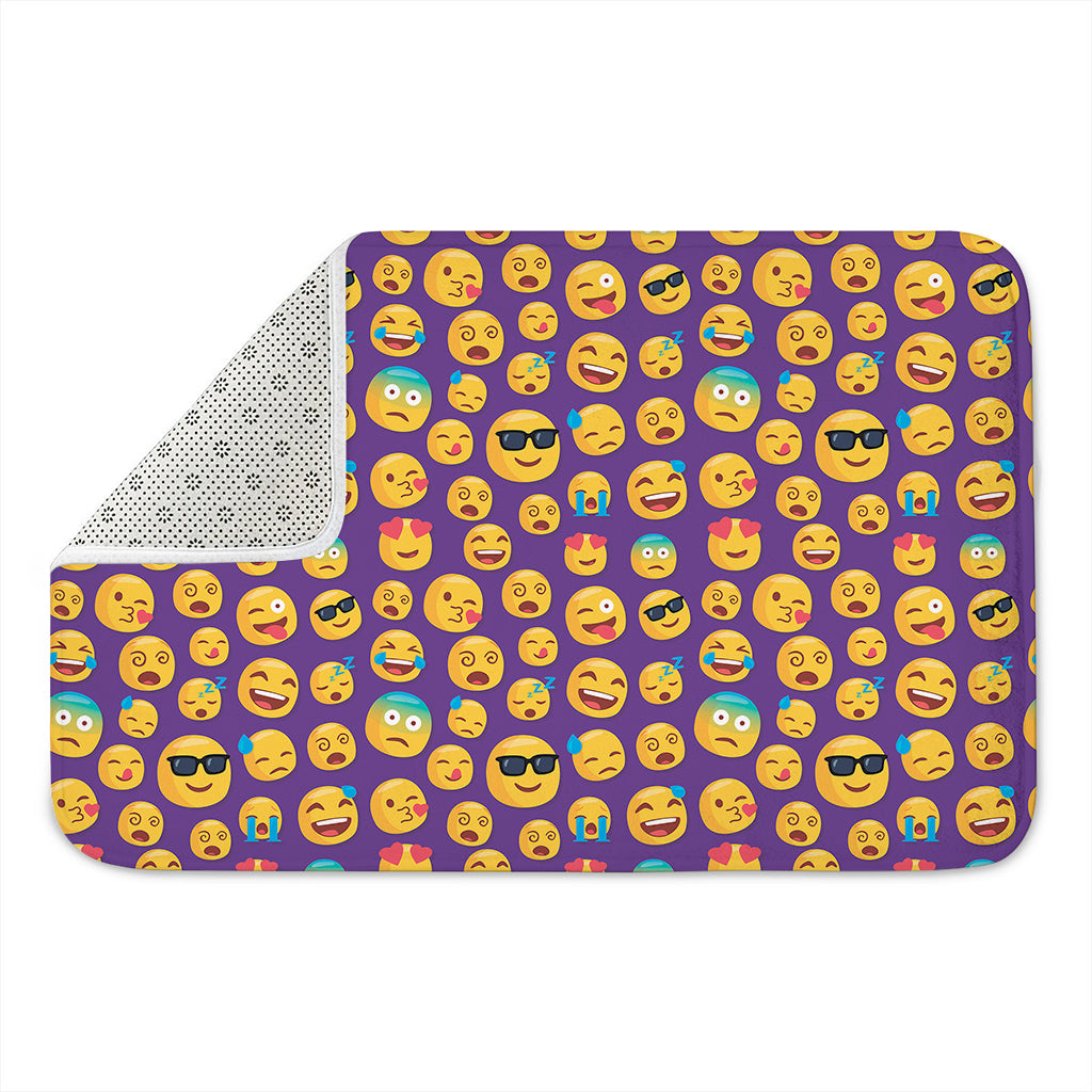 Purple Emoji Pattern Print Indoor Door Mat