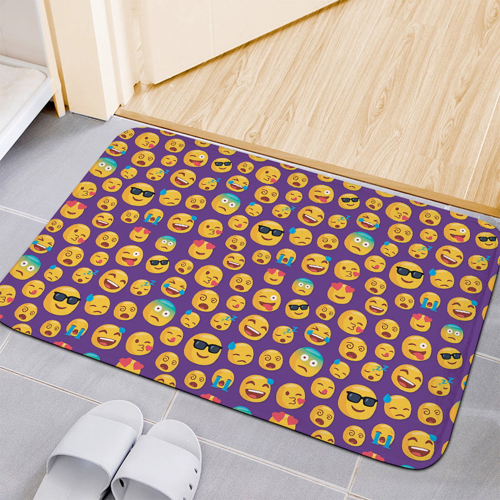 Purple Emoji Pattern Print Indoor Door Mat