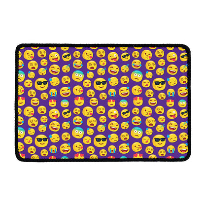 Purple Emoji Pattern Print Kitchen Mat