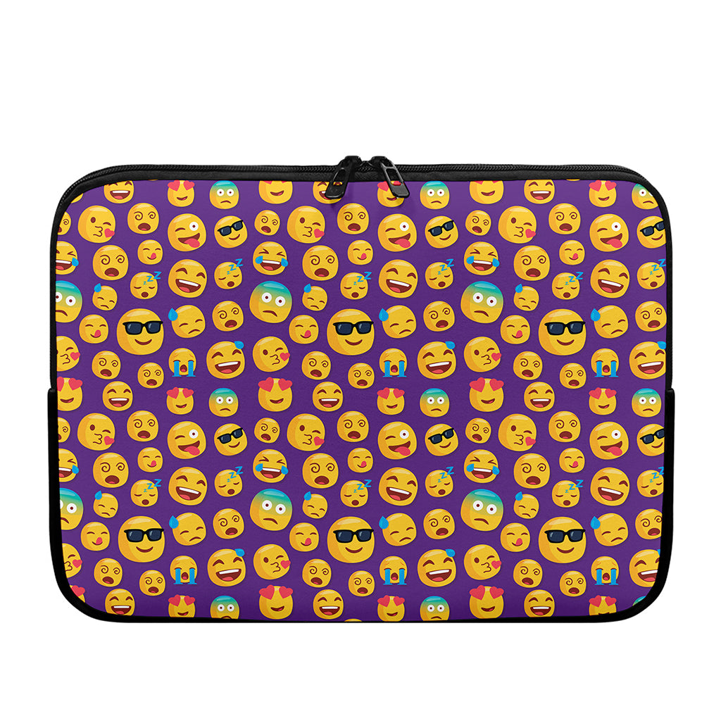 Purple Emoji Pattern Print Laptop Sleeve