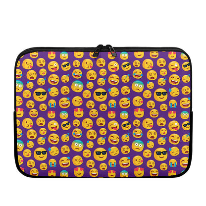 Purple Emoji Pattern Print Laptop Sleeve