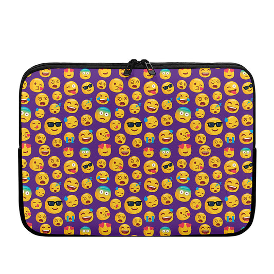 Purple Emoji Pattern Print Laptop Sleeve