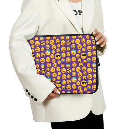 Purple Emoji Pattern Print Laptop Sleeve