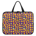 Purple Emoji Pattern Print Laptop Sleeve With Handle