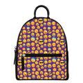 Purple Emoji Pattern Print Leather Backpack