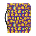 Purple Emoji Pattern Print Leather Bible Cover