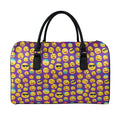 Purple Emoji Pattern Print Leather Duffel Bag