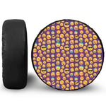 Purple Emoji Pattern Print Leather Spare Tire Cover