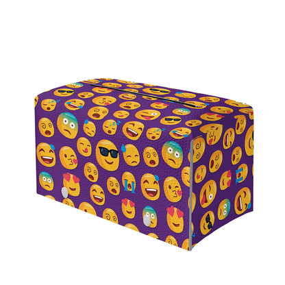 Purple Emoji Pattern Print Leather Tissue Box Cover